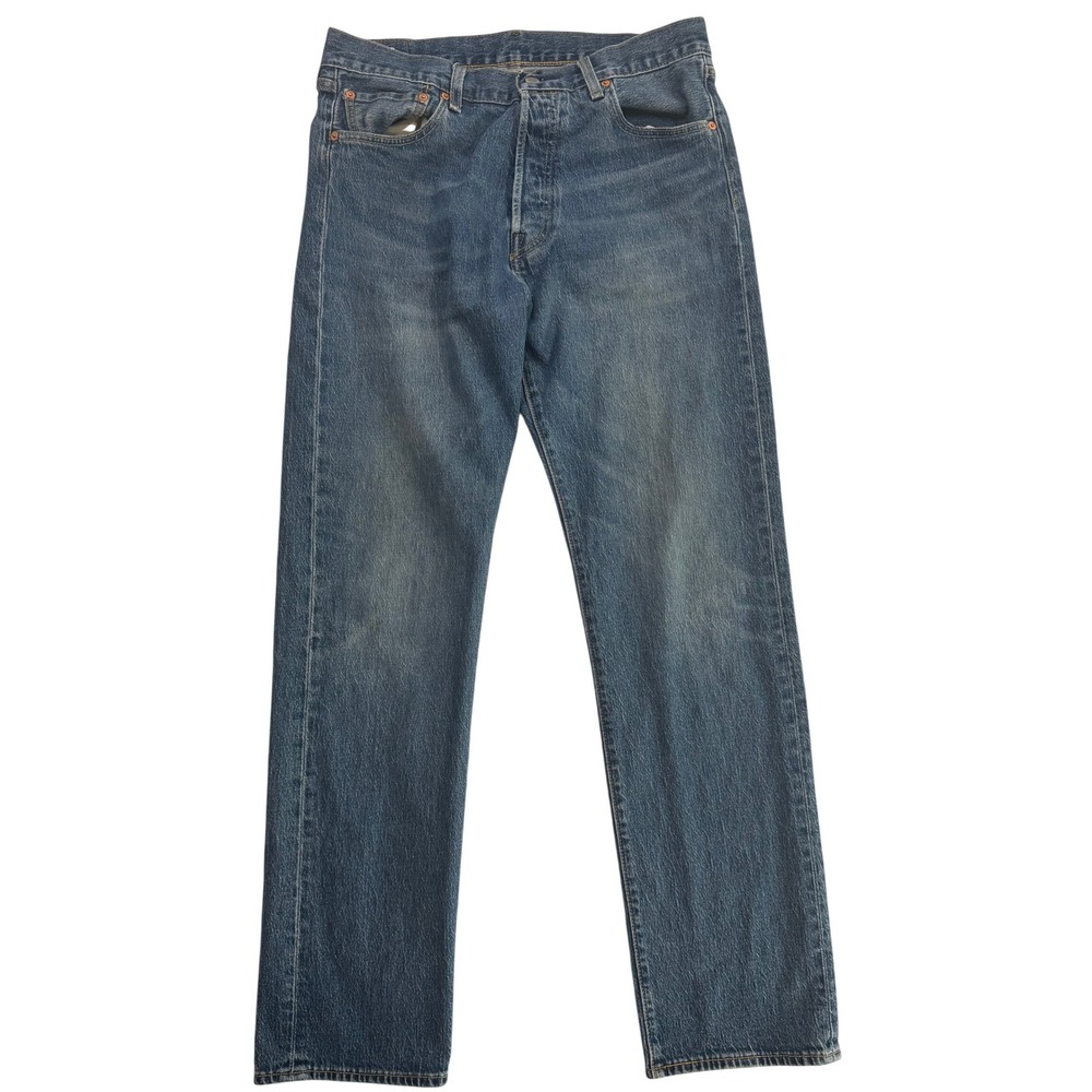 Levis Premium 501 93 Straight Leg Jeans Mens 34x34 Blue Denim Button Fly